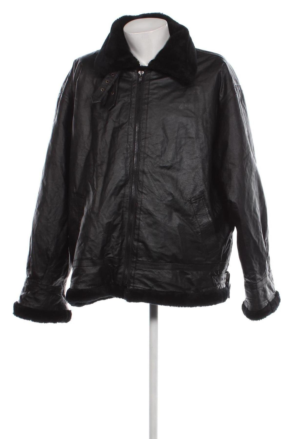 Мъжко кожено яке, Размер 3XL, Цвят Черен, Цена 101,65 лв.
