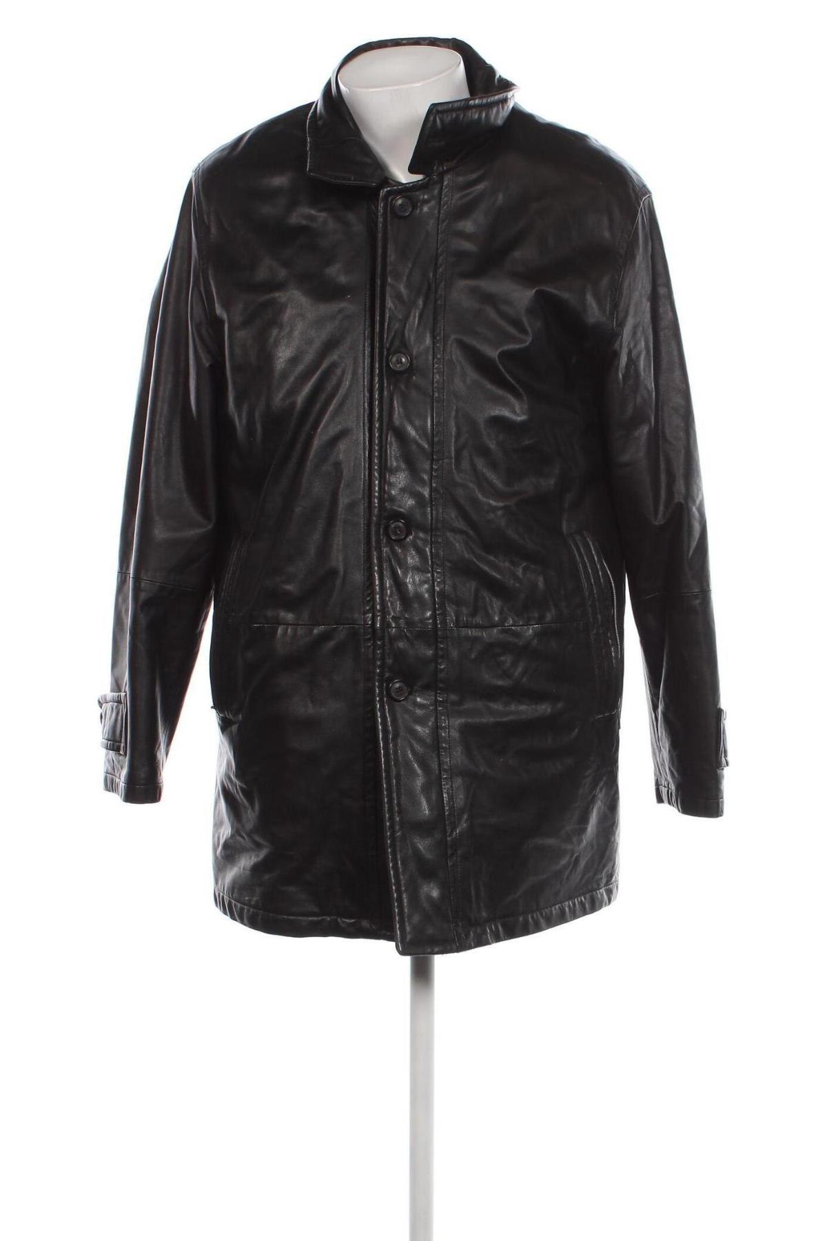 Ανδρικό δερμάτινο μπουφάν, Μέγεθος XL, Χρώμα Μαύρο, Τιμή 31,77 €