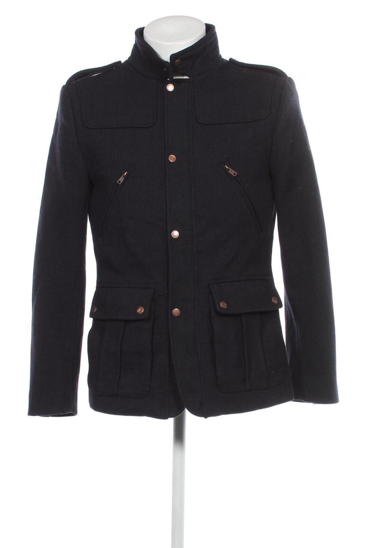 Мъжко палто H&M, Размер M, Цвят Син, Цена 37,45 лв.