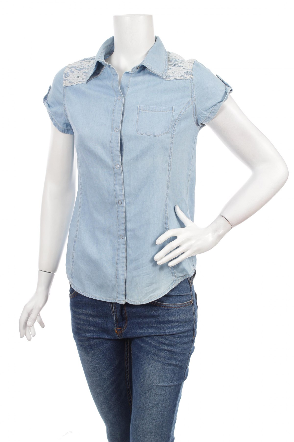 Γυναικείο πουκάμισο No Boundaries, Μέγεθος M, Χρώμα Μπλέ, Τιμή 11,86 €