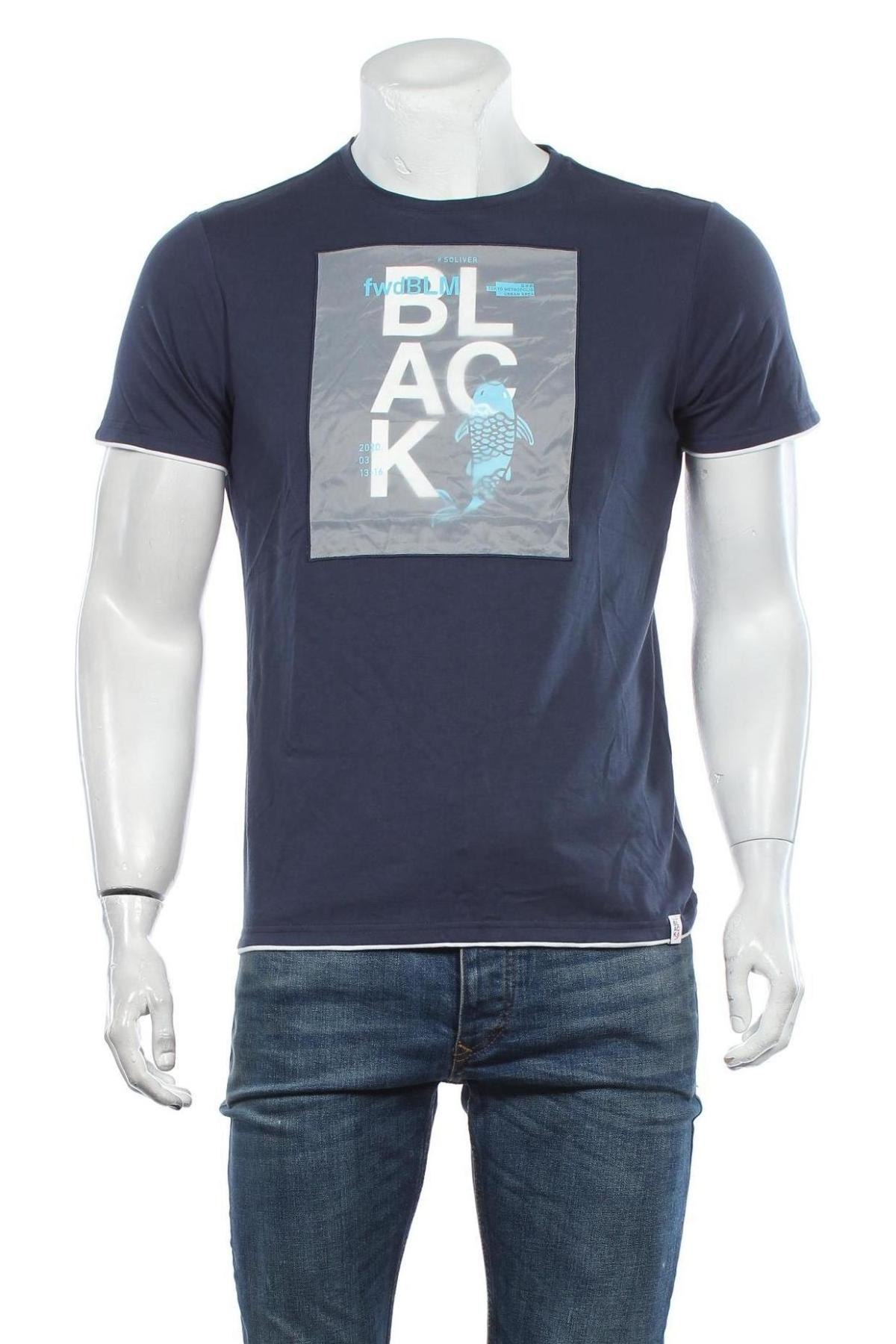Ανδρικό t-shirt S.Oliver Black Label, Μέγεθος M, Χρώμα Μπλέ, Βαμβάκι, Τιμή 18,95 €