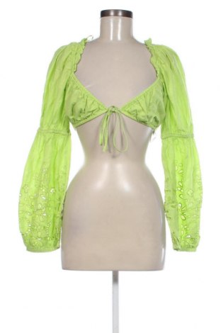 Дамска блуза Bershka, Размер M, Цвят Зелен, Цена 31,00 лв.