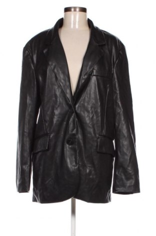 Дамско кожено палто Bershka, Размер L, Цвят Черен, Цена 35,20 лв.