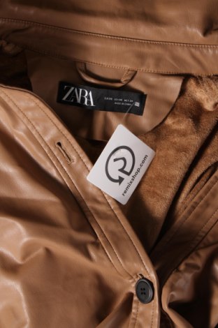 Γυναικείο δερμάτινο μπουφάν Zara, Μέγεθος XS, Χρώμα  Μπέζ, Τιμή 19,78 €