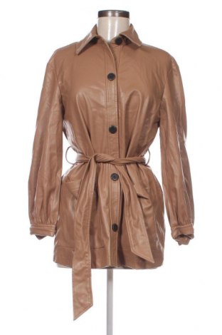 Дамско кожено яке Zara, Размер XS, Цвят Бежов, Цена 31,98 лв.