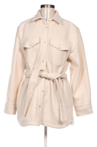 Γυναικείο παλτό Naf Naf, Μέγεθος L, Χρώμα Εκρού, Τιμή 71,23 €