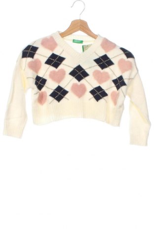 Детски пуловер United Colors Of Benetton, Размер 5-6y/ 116-122 см, Цвят Бял, Цена 25,50 лв.