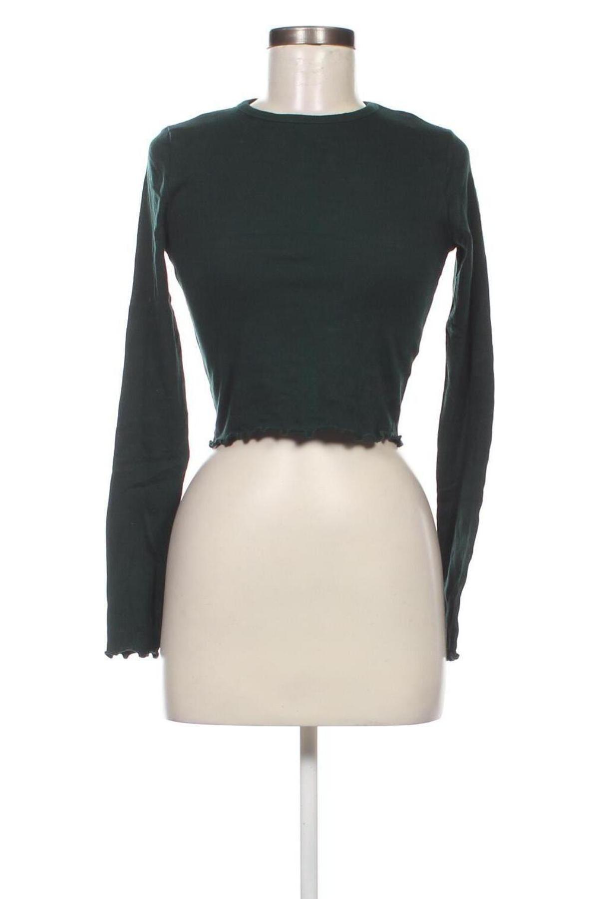 Γυναικεία μπλούζα Bershka, Μέγεθος L, Χρώμα Πράσινο, Τιμή 2,35 €