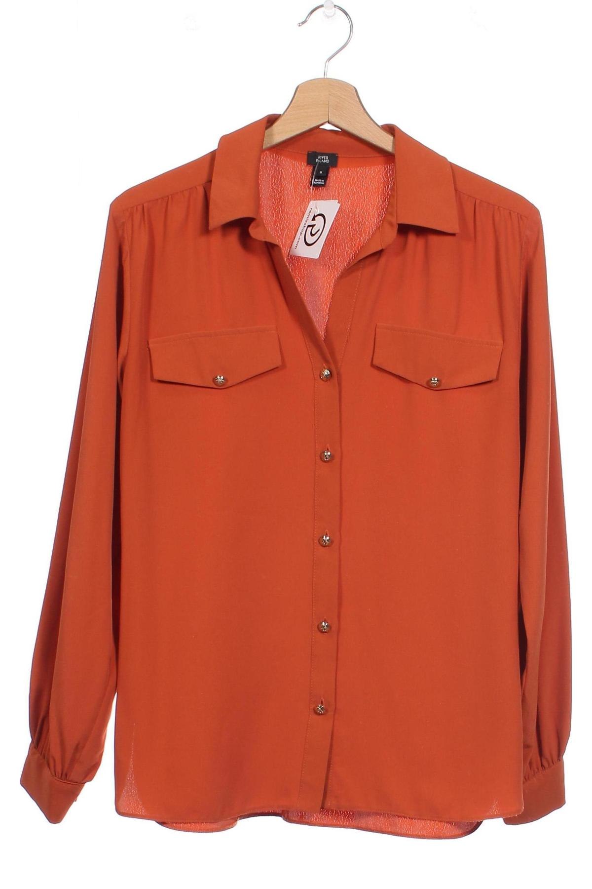 Γυναικείο πουκάμισο River Island, Μέγεθος XS, Χρώμα Πορτοκαλί, Τιμή 7,83 €