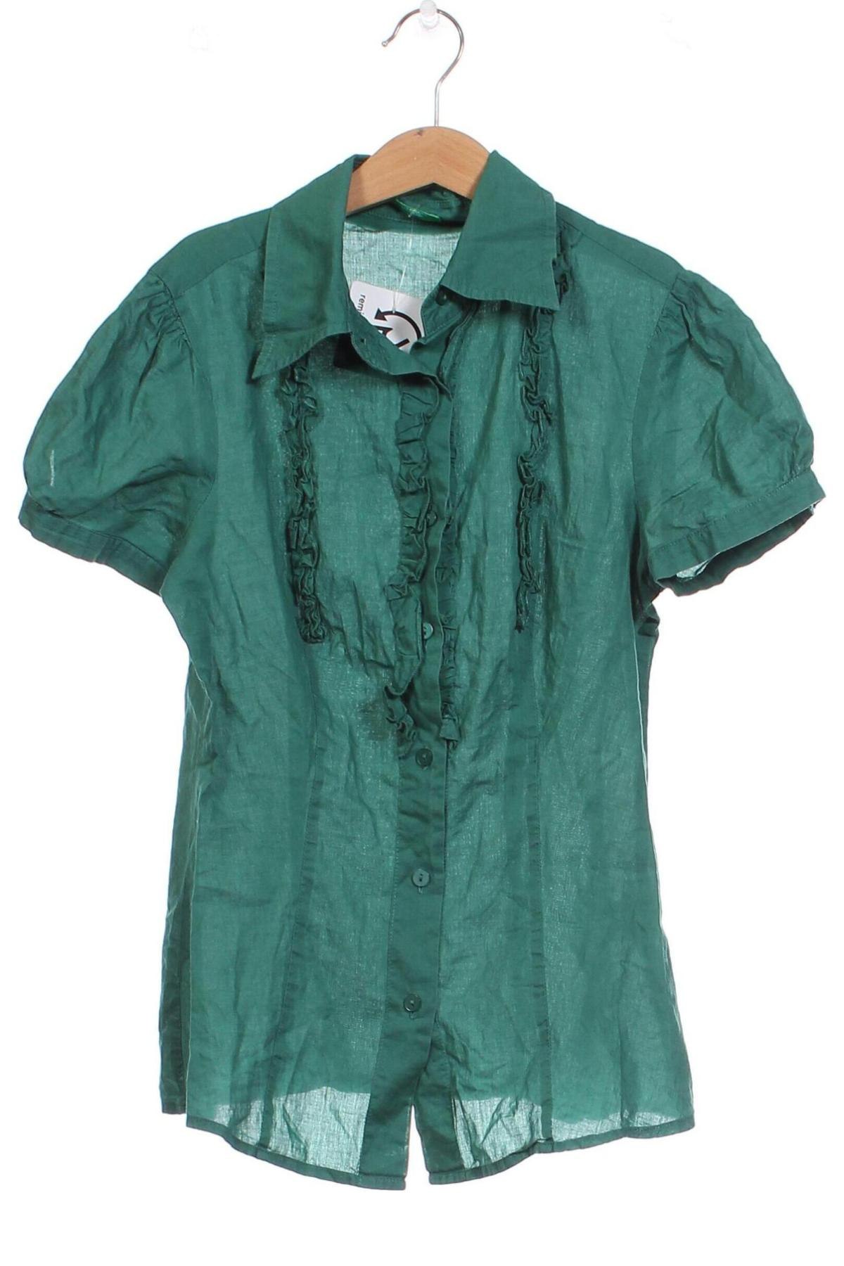 Γυναικείο πουκάμισο United Colors Of Benetton, Μέγεθος XS, Χρώμα Πράσινο, Τιμή 17,39 €