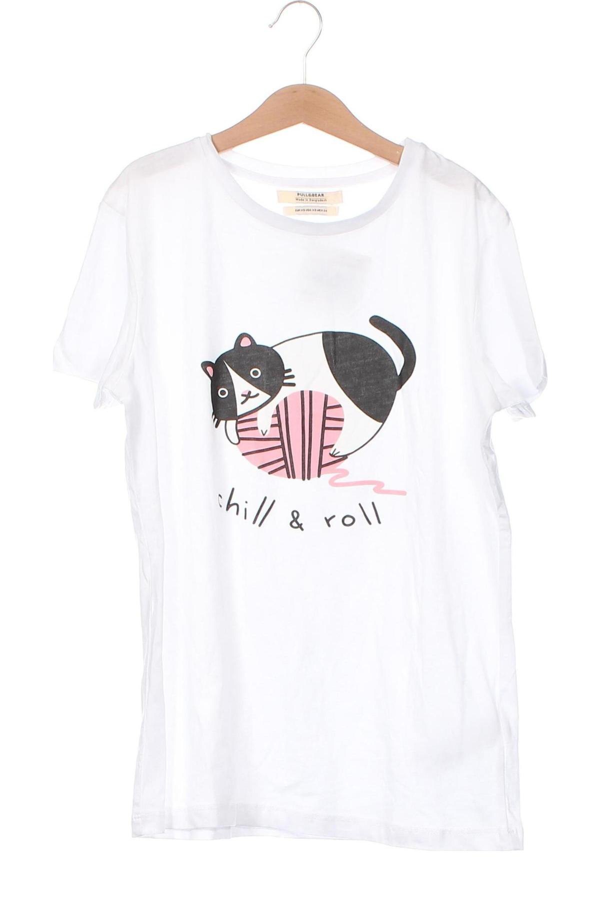 Дамска тениска Pull&Bear, Размер XS, Цвят Бял, Цена 13,00 лв.