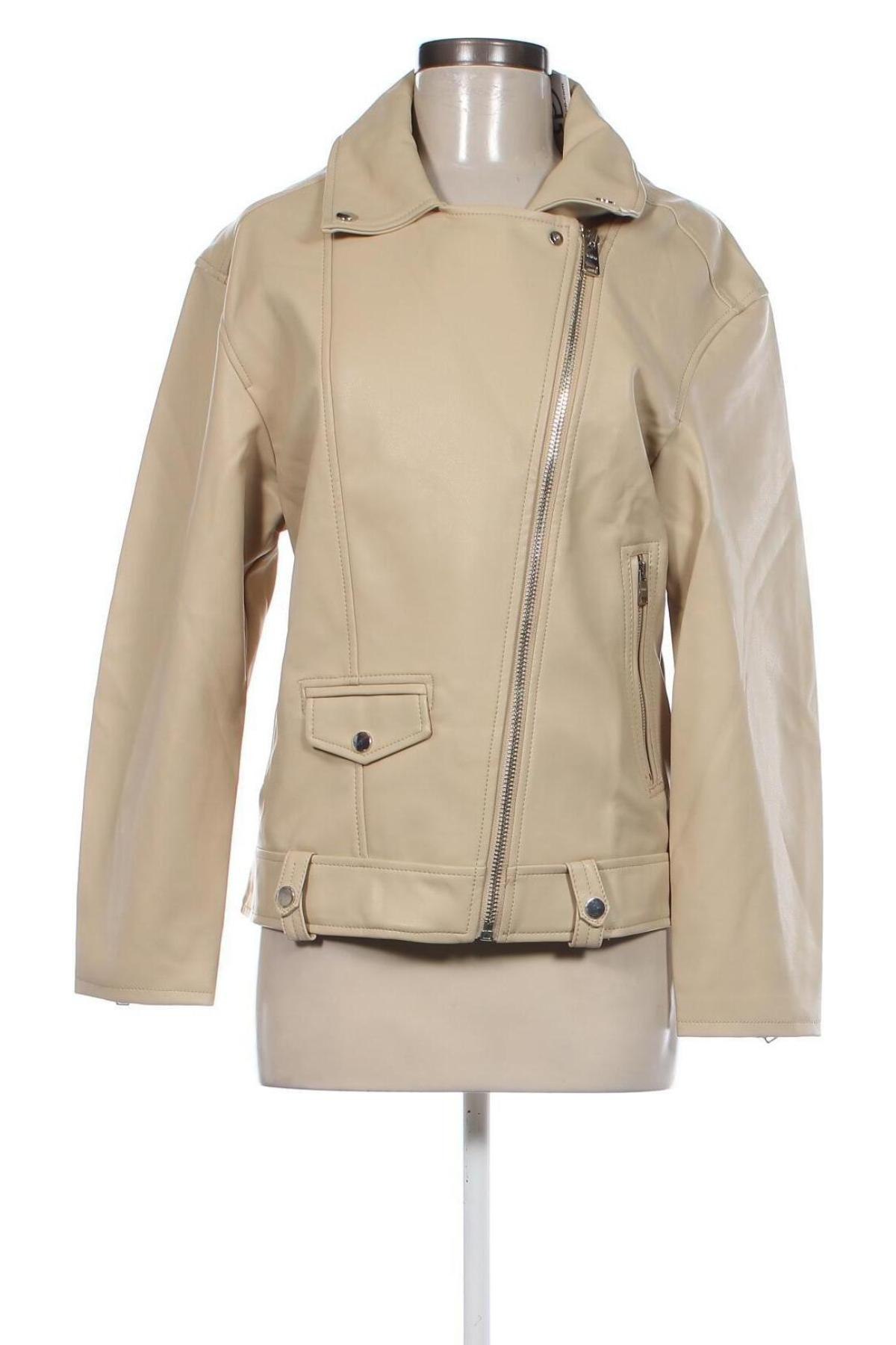 Damen Lederjacke Bershka, Größe M, Farbe Beige, Preis € 18,32