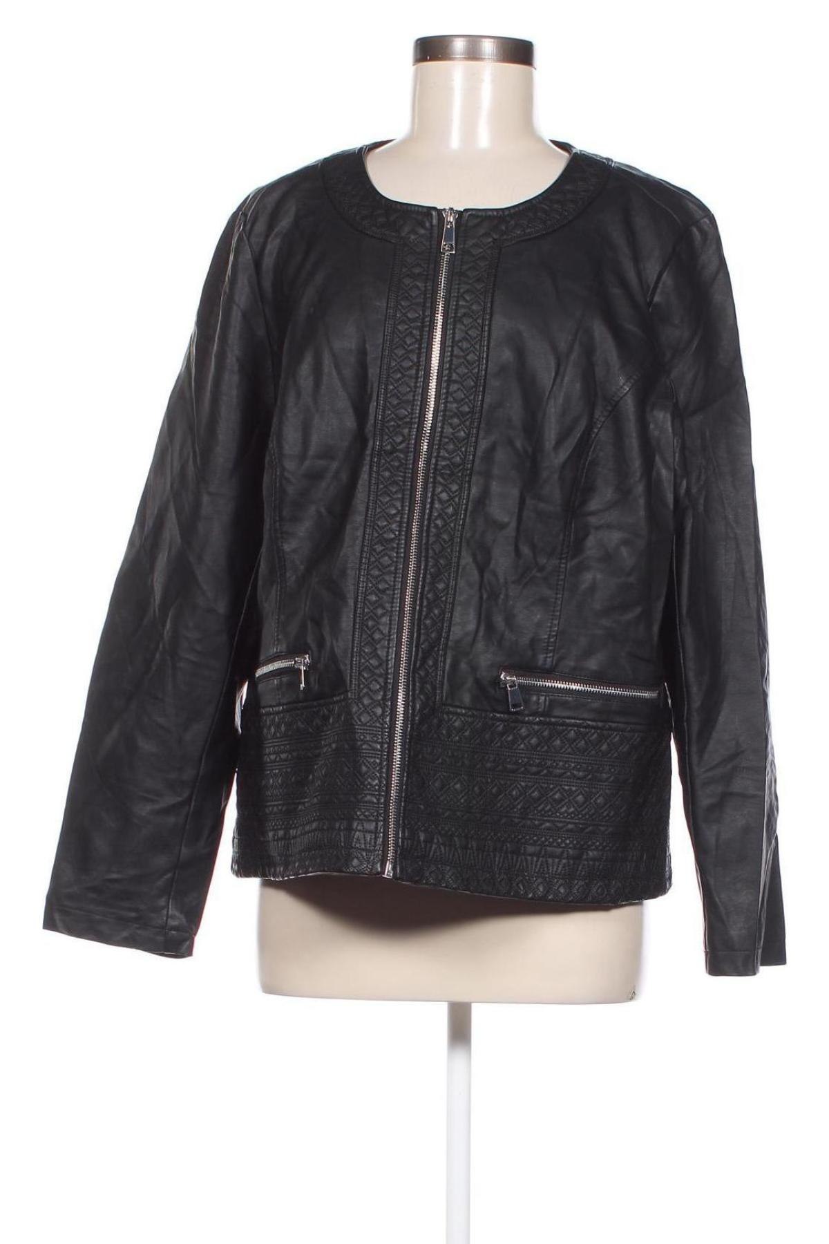 Γυναικείο δερμάτινο μπουφάν Ms Mode, Μέγεθος XL, Χρώμα Μαύρο, Τιμή 18,19 €
