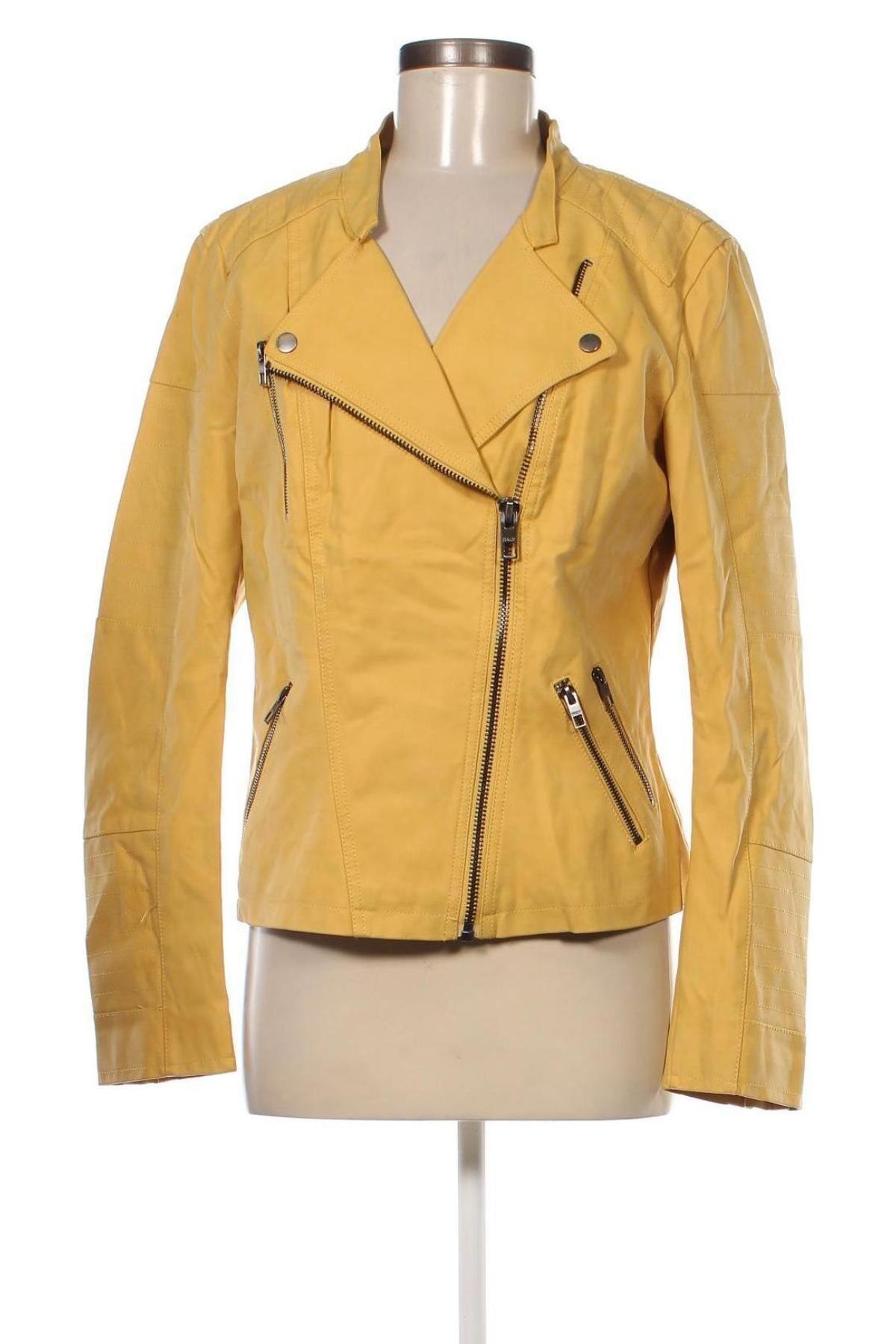 Dámska kožená bunda  ONLY, Veľkosť L, Farba Žltá, Cena  23,25 €