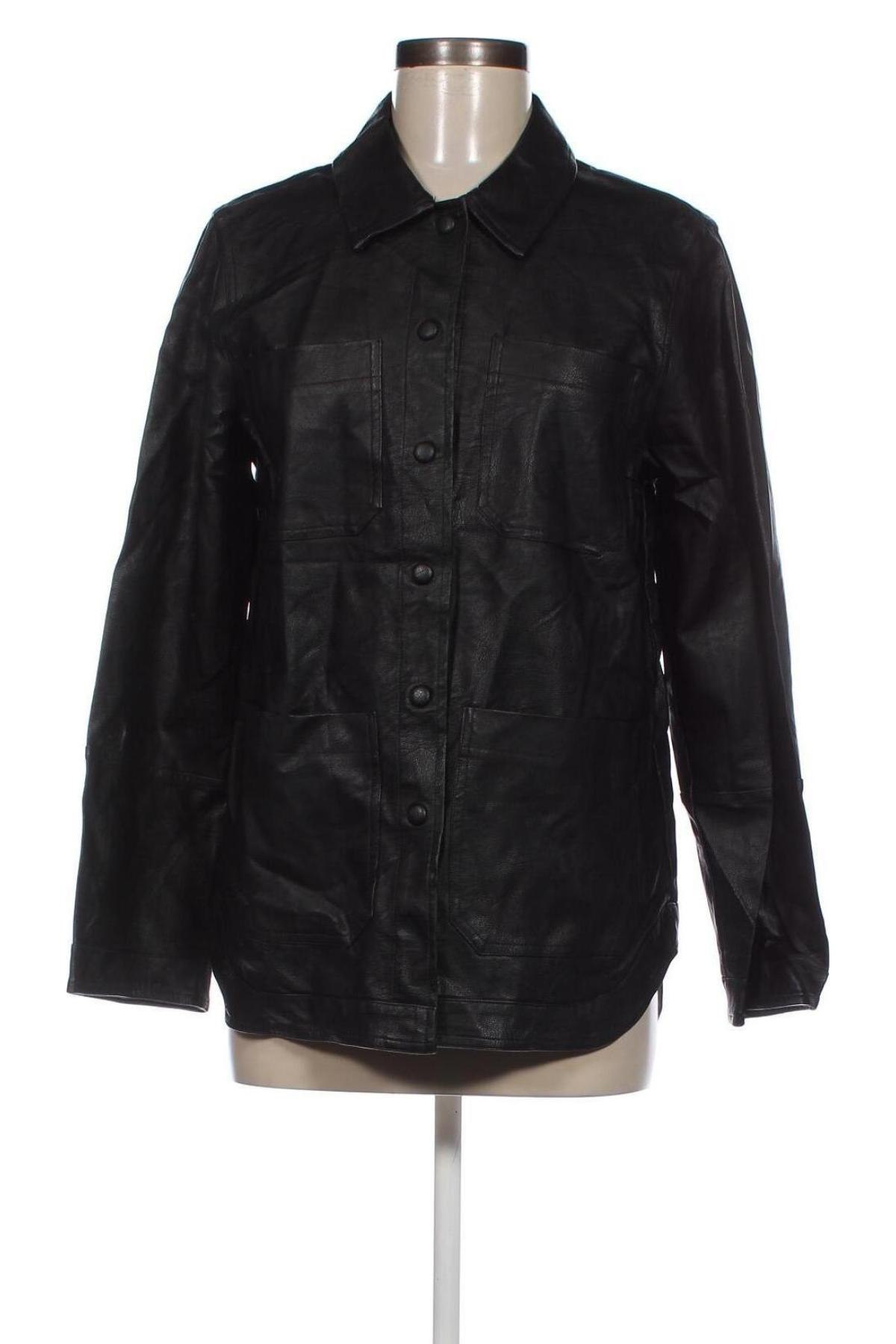 Dámska kožená bunda  Pieces, Veľkosť L, Farba Čierna, Cena  14,65 €