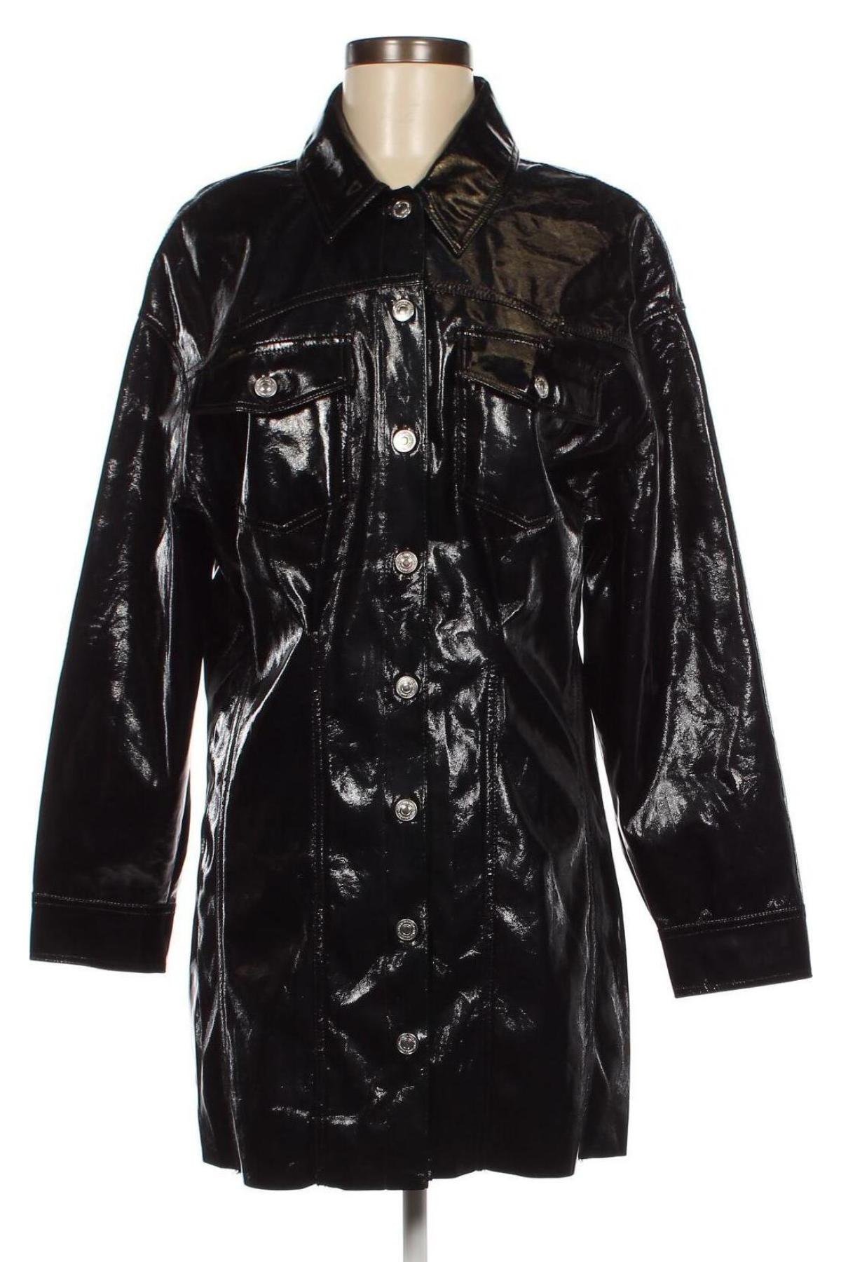 Дамско кожено яке Zara, Размер L, Цвят Черен, Цена 31,98 лв.