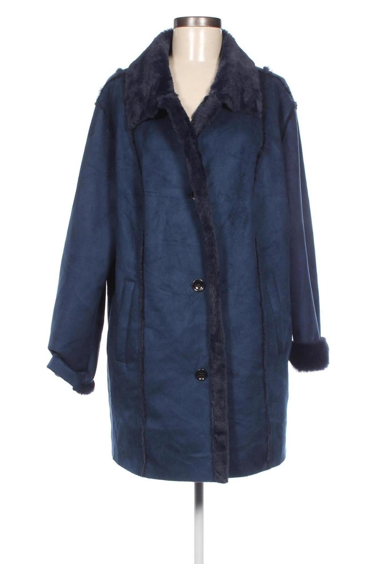 Γυναικείο παλτό Helena Vera, Μέγεθος 3XL, Χρώμα Μπλέ, Τιμή 32,81 €