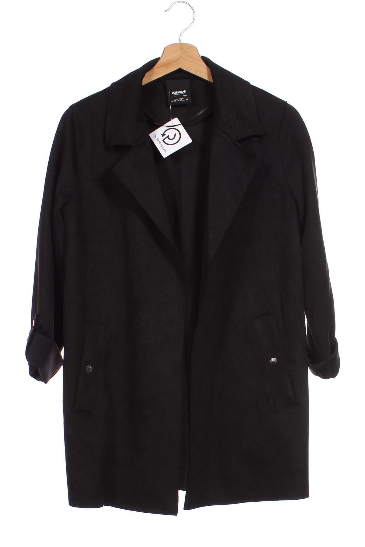 Дамско палто Pull&Bear, Размер XS, Цвят Черен, Цена 38,40 лв.