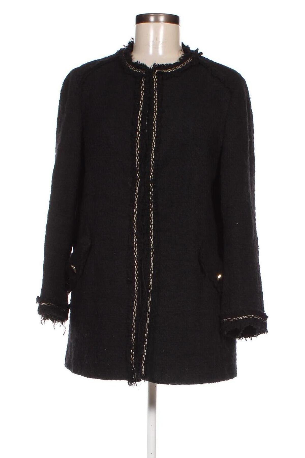 Damenmantel Zara, Größe L, Farbe Schwarz, Preis 22,24 €
