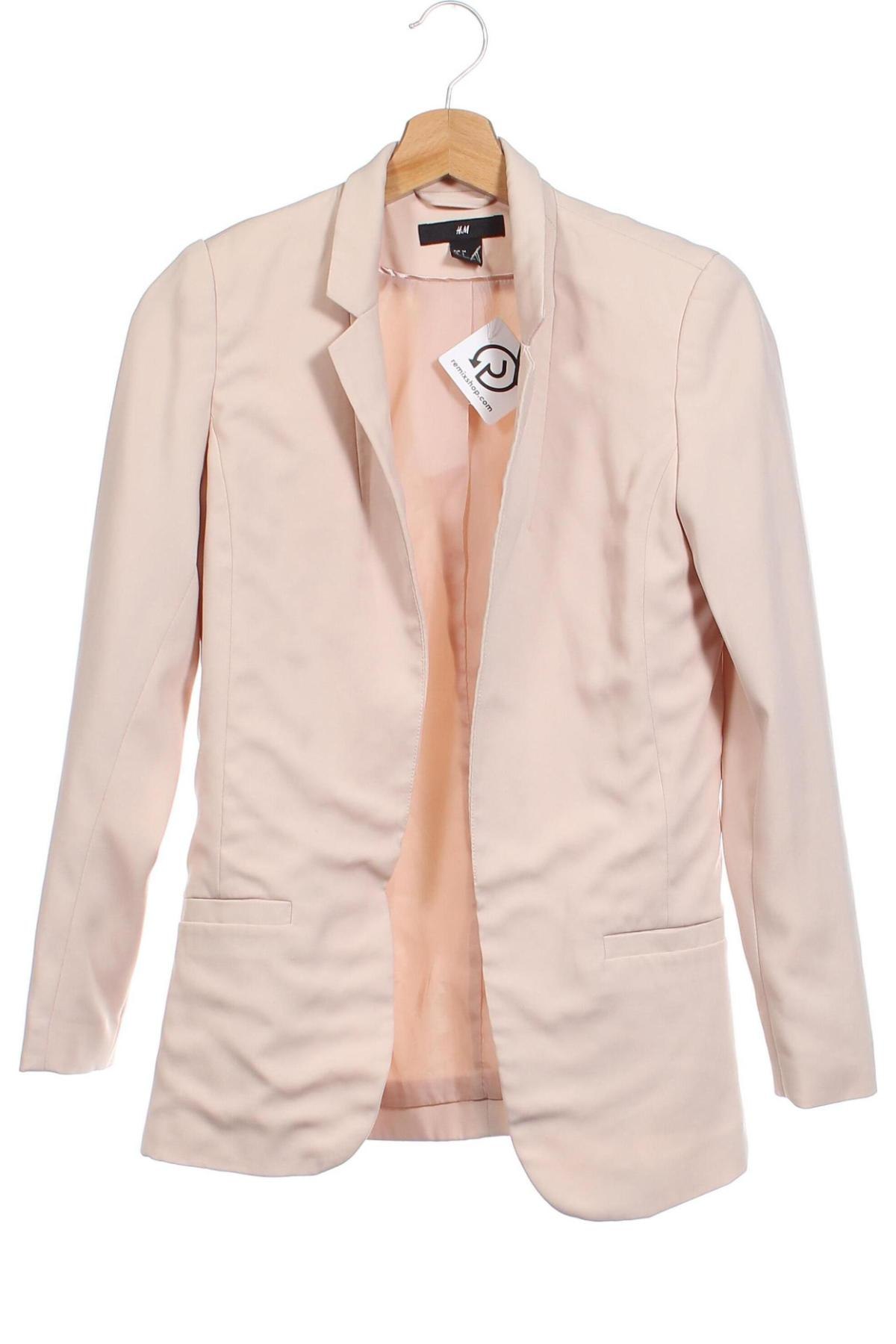 Дамско сако H&M, Размер XS, Цвят Бежов, Цена 18,48 лв.