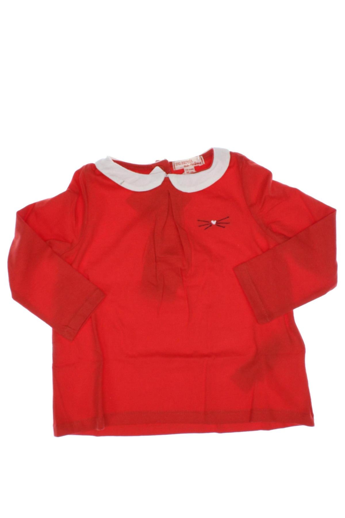 Детска блуза Du Pareil Au Meme, Размер 12-18m/ 80-86 см, Цвят Червен, Цена 9,54 лв.