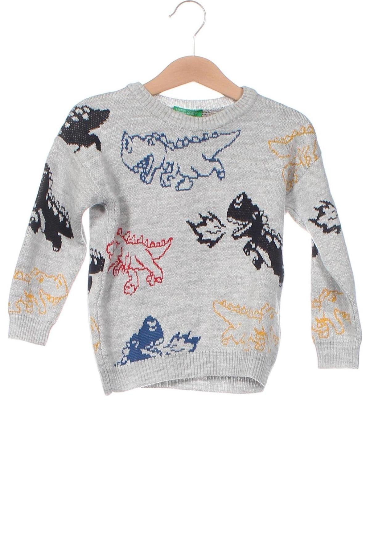 Детски пуловер United Colors Of Benetton, Размер 18-24m/ 86-98 см, Цвят Сив, Цена 31,62 лв.
