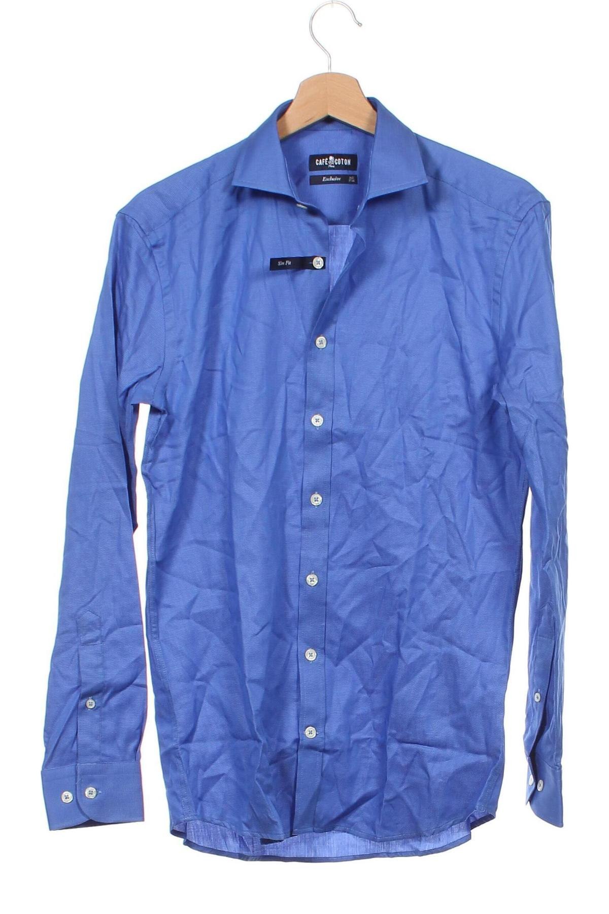 Ανδρικό πουκάμισο Cafe Coton, Μέγεθος S, Χρώμα Μπλέ, Τιμή 11,91 €