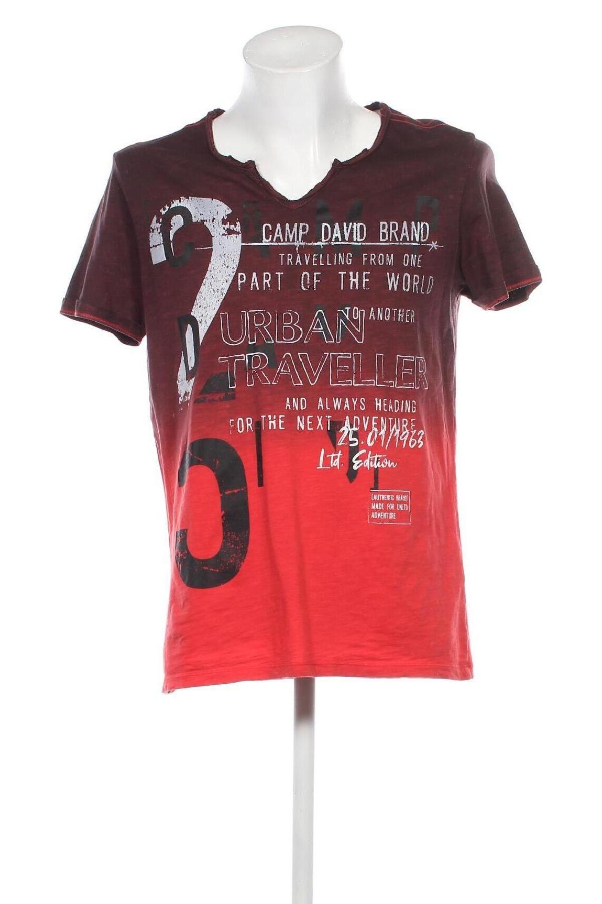 Herren T-Shirt Camp David, Größe M, Farbe Rot, Preis 13,00 €