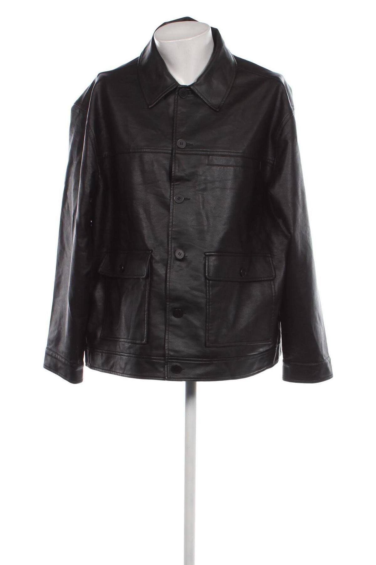 Ανδρικό δερμάτινο μπουφάν Topman, Μέγεθος XXL, Χρώμα Μαύρο, Τιμή 20,88 €