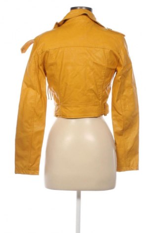 Geacă de piele pentru femei Bershka, Mărime S, Culoare Galben, Preț 159,35 Lei