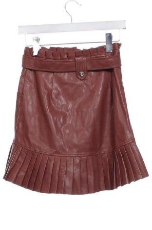 Кожена пола Zara, Размер XS, Цвят Кафяв, Цена 20,00 лв.