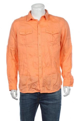 Мъжка риза Calvin Klein, Размер M, Цвят Оранжев, Лен, Цена 35,00 лв.