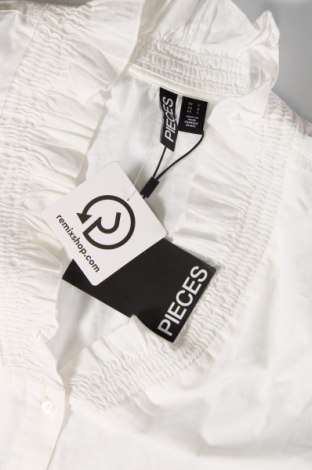 Γυναικείο πουκάμισο Pieces, Μέγεθος L, Χρώμα Λευκό, Τιμή 13,04 €