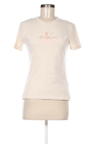 Γυναικείο t-shirt Calvin Klein Jeans, Μέγεθος S, Χρώμα  Μπέζ, Τιμή 39,69 €