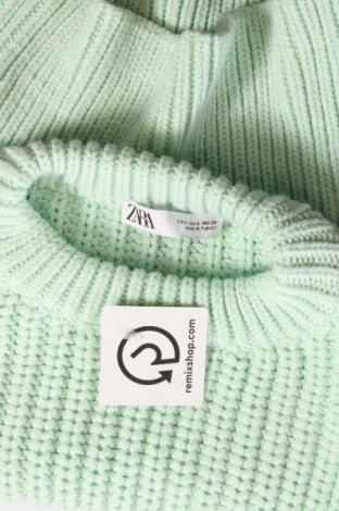Дамски пуловер Zara, Размер S, Цвят Зелен, Цена 12,42 лв.