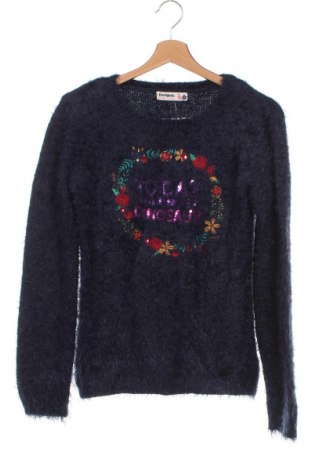 Детски пуловер Desigual, Размер 12-13y/ 158-164 см, Цвят Син, Цена 22,29 лв.