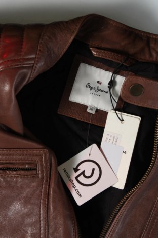 Ανδρικό δερμάτινο μπουφάν Pepe Jeans, Μέγεθος XXL, Χρώμα Καφέ, Τιμή 106,39 €
