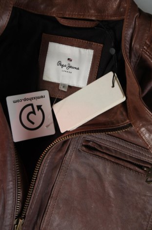 Ανδρικό δερμάτινο μπουφάν Pepe Jeans, Μέγεθος M, Χρώμα Καφέ, Τιμή 106,39 €