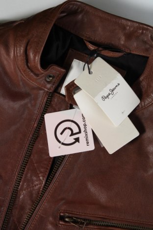 Ανδρικό δερμάτινο μπουφάν Pepe Jeans, Μέγεθος S, Χρώμα Καφέ, Τιμή 106,39 €