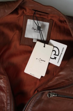 Ανδρικό δερμάτινο μπουφάν Pepe Jeans, Μέγεθος L, Χρώμα Καφέ, Τιμή 106,39 €