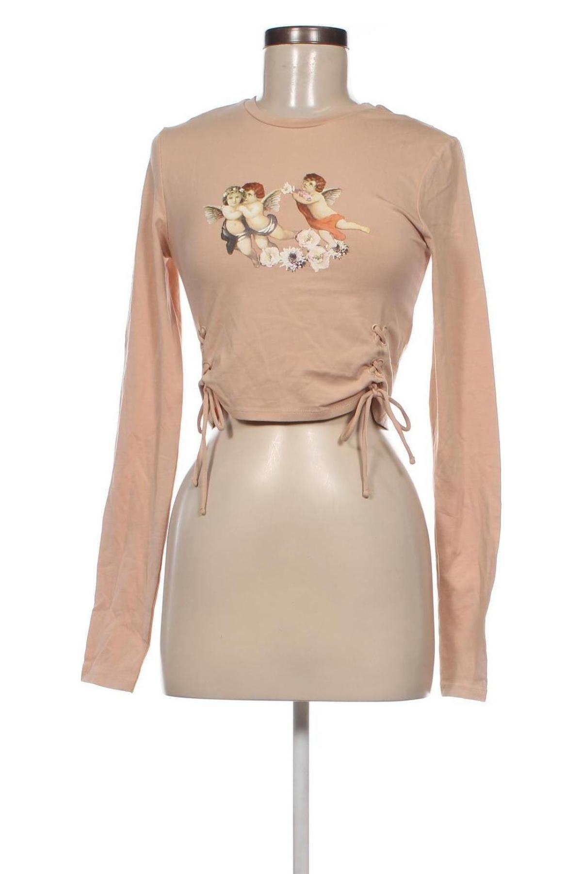 Damen Shirt Bershka, Größe L, Farbe Beige, Preis € 4,49