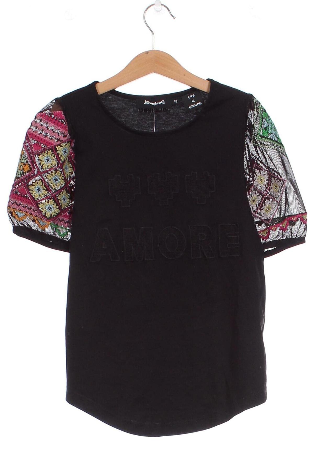 Дамска блуза Desigual, Размер XS, Цвят Черен, Цена 69,00 лв.