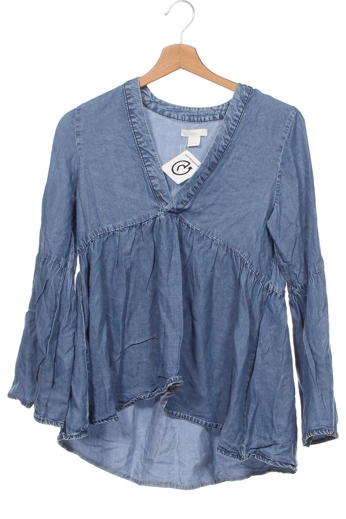 Damen Shirt H&M Conscious Collection, Größe XXS, Farbe Blau, Preis 4,91 €