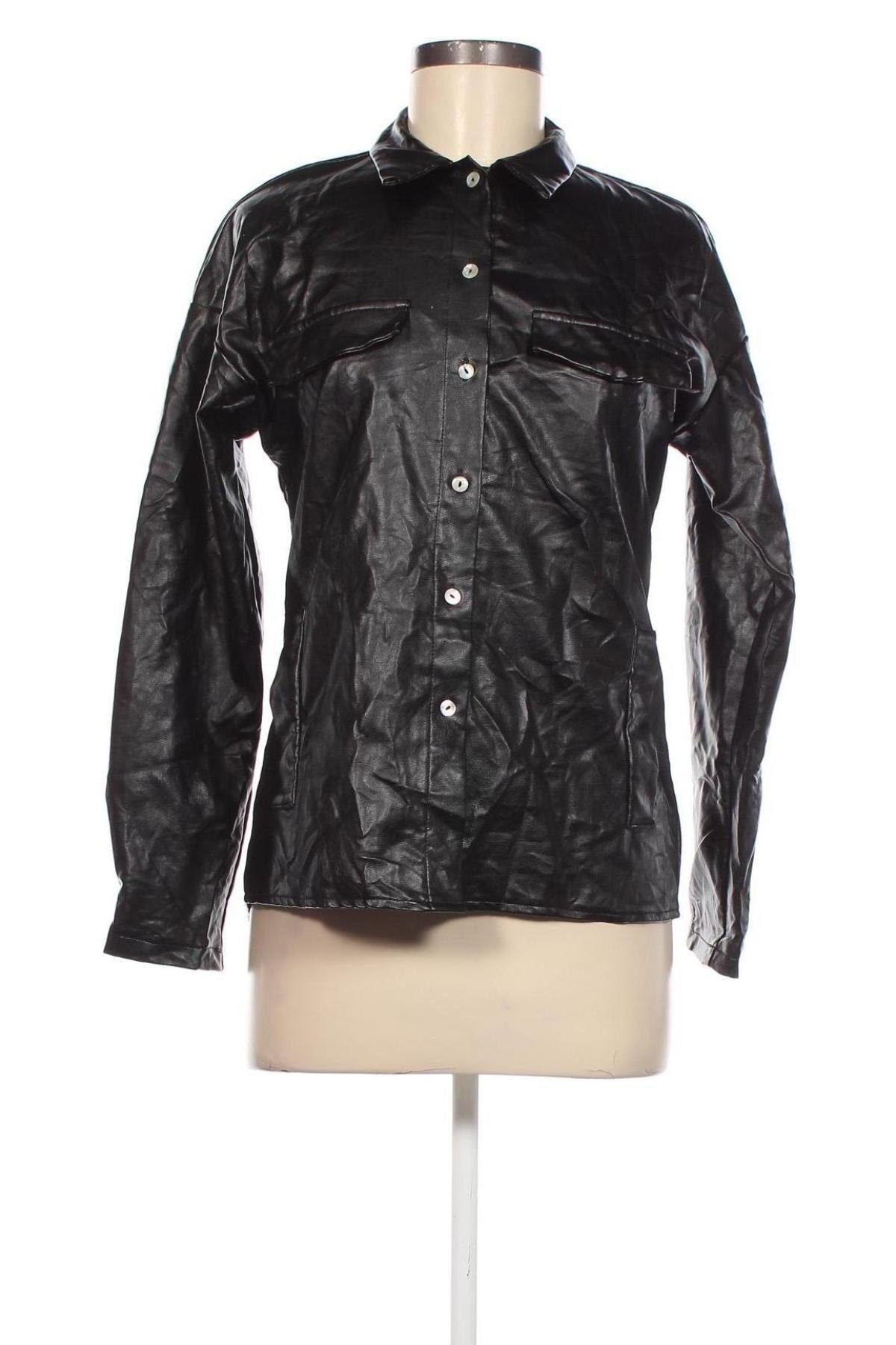 Γυναικείο δερμάτινο πουκάμισο SHEIN, Μέγεθος XS, Χρώμα Μαύρο, Τιμή 4,64 €
