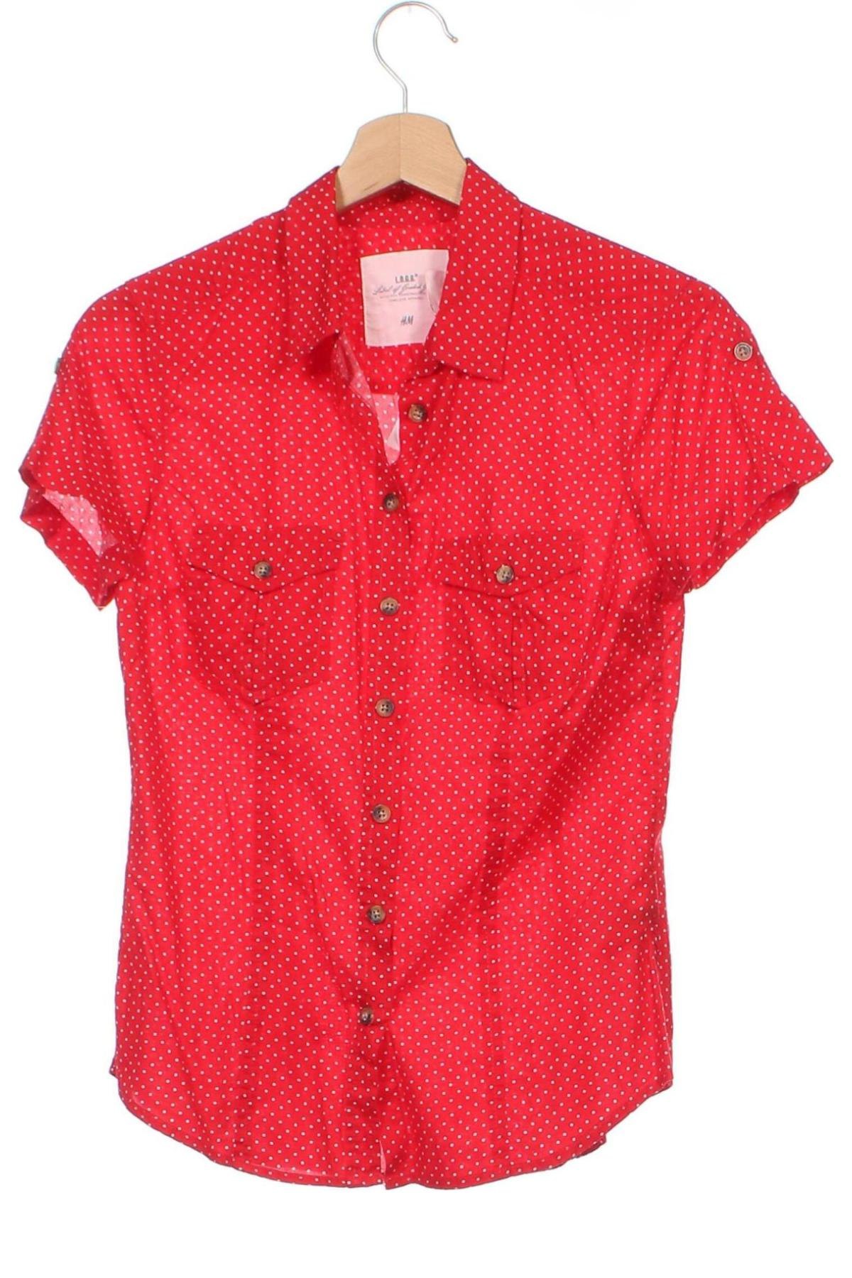 Дамска риза H&M L.O.G.G., Размер XS, Цвят Червен, Цена 12,04 лв.