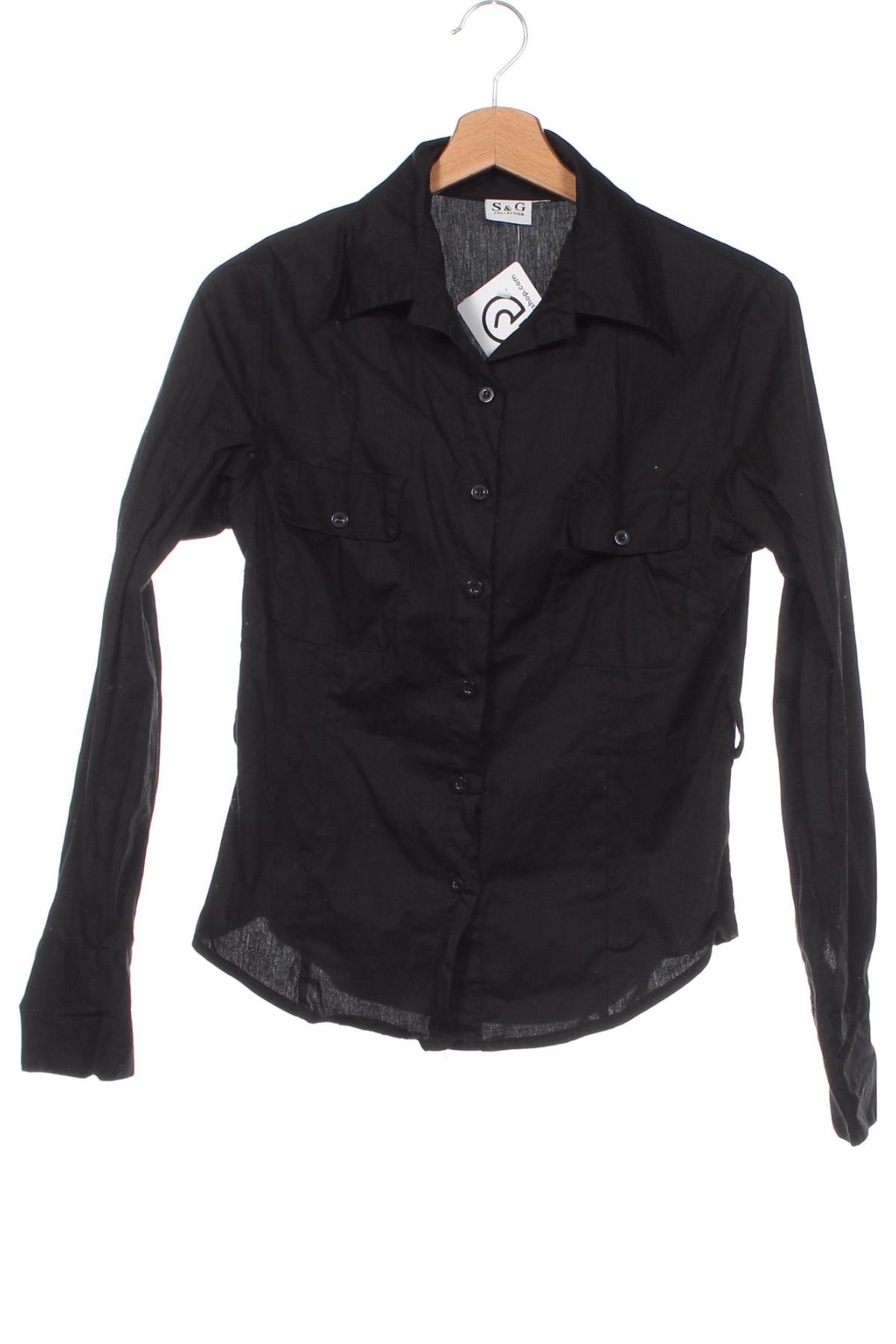 Γυναικείο πουκάμισο S&G, Μέγεθος XS, Χρώμα Μαύρο, Τιμή 7,29 €