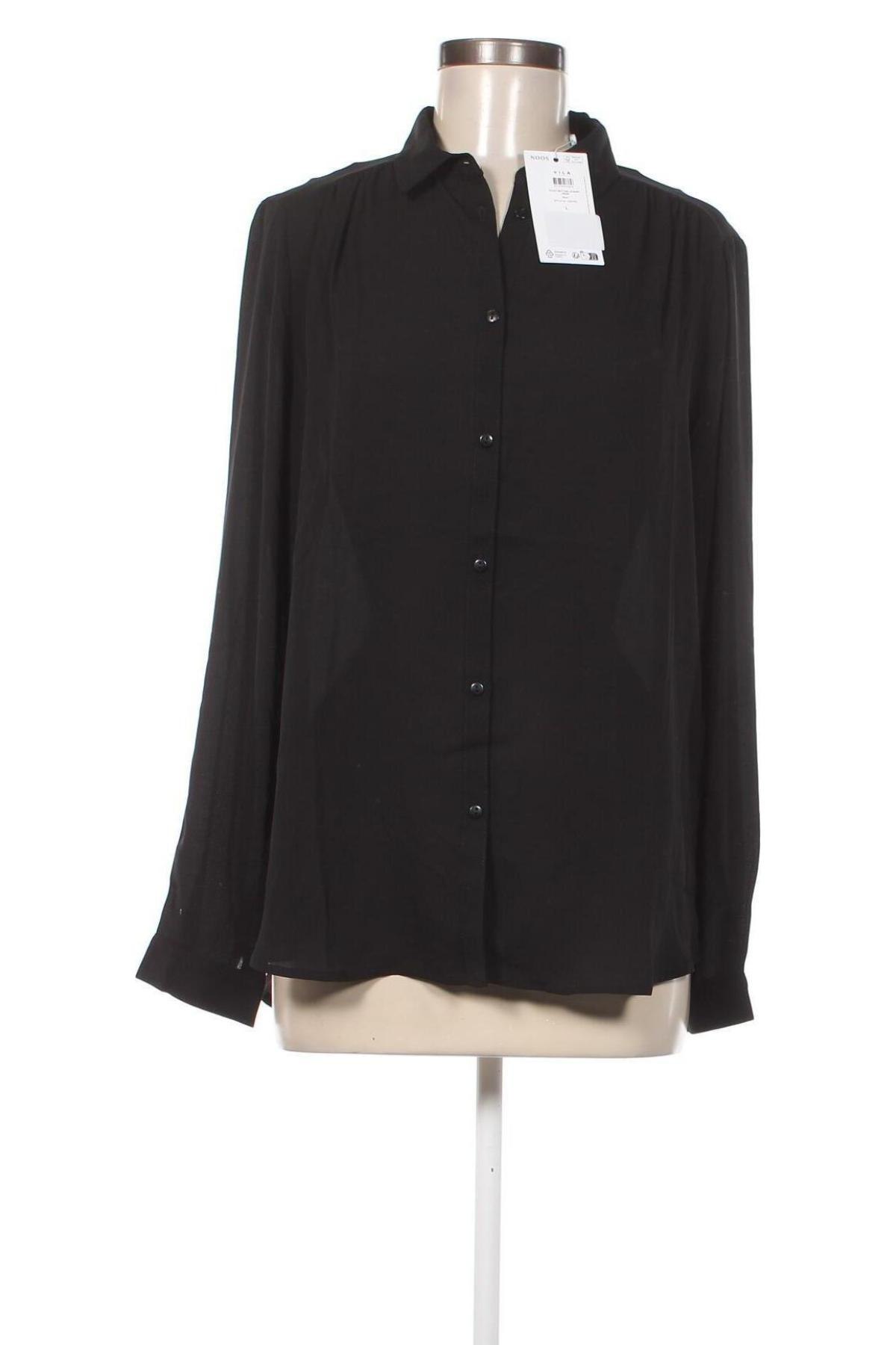 Γυναικείο πουκάμισο VILA, Μέγεθος L, Χρώμα Μαύρο, Τιμή 7,82 €