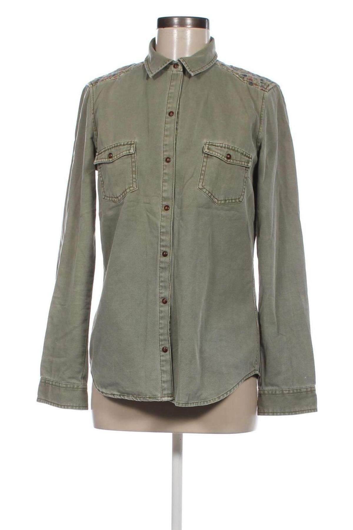 Дамска риза Zara Trafaluc, Размер M, Цвят Зелен, Цена 5,40 лв.