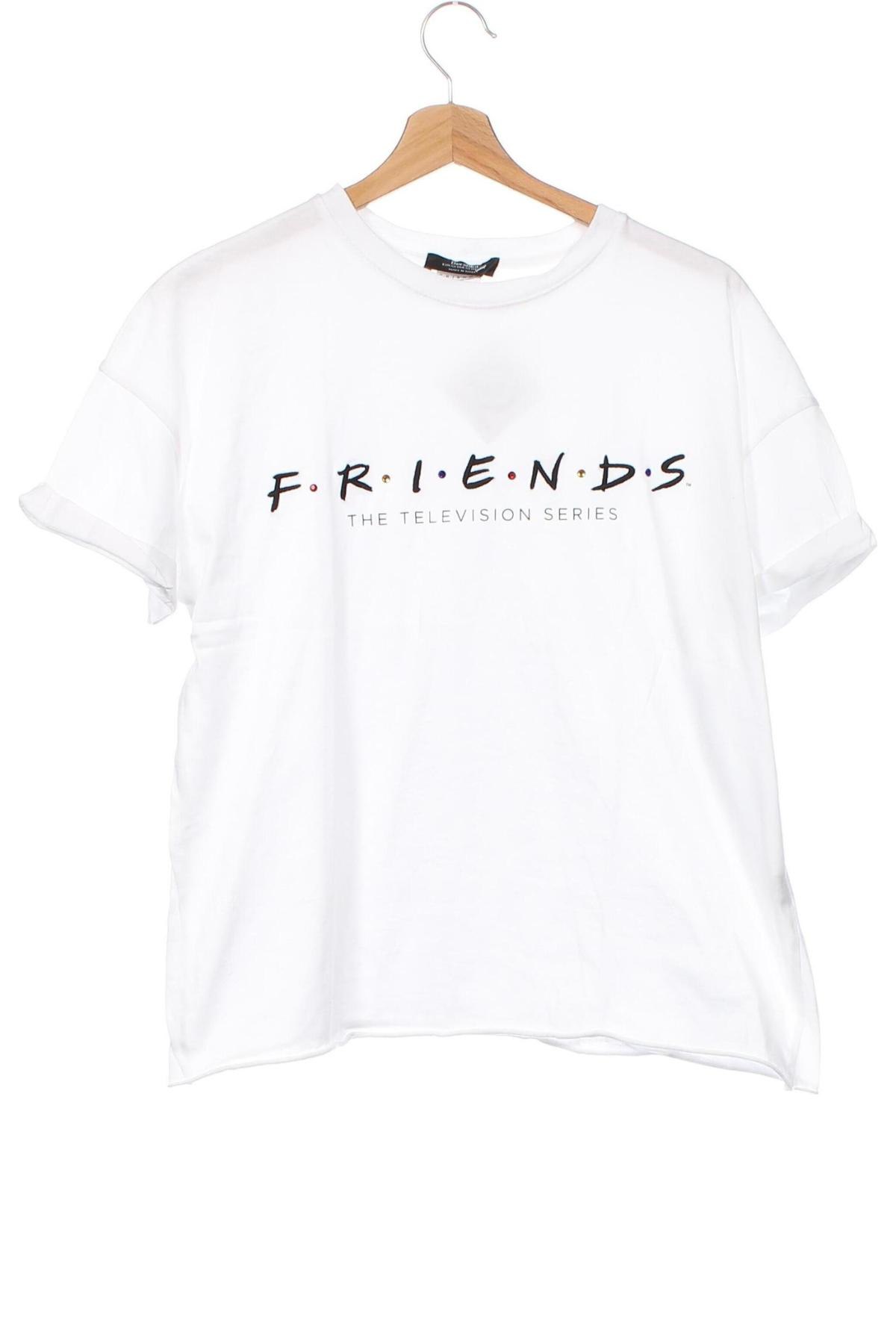 Damen T-Shirt Bershka, Größe XS, Farbe Weiß, Preis € 12,63