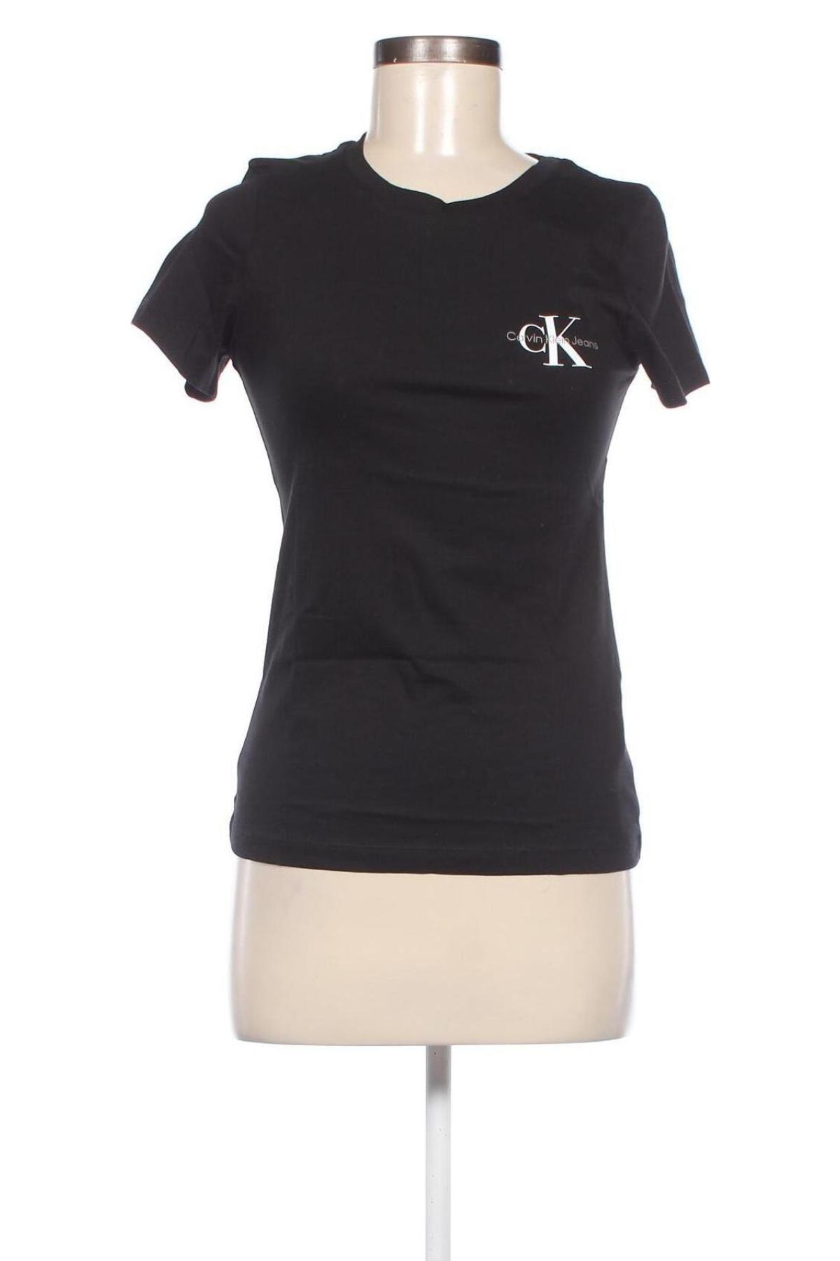 Γυναικείο t-shirt Calvin Klein Jeans, Μέγεθος XS, Χρώμα Μαύρο, Τιμή 39,69 €